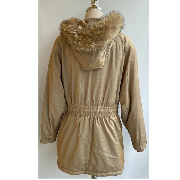 Lew Magram Collection Genuine Coyote Fur Trim Gold Coat sz XS - Picture 4 of 14
